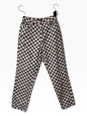 Y2K Black White Checkered Skinny Jeans Size 8